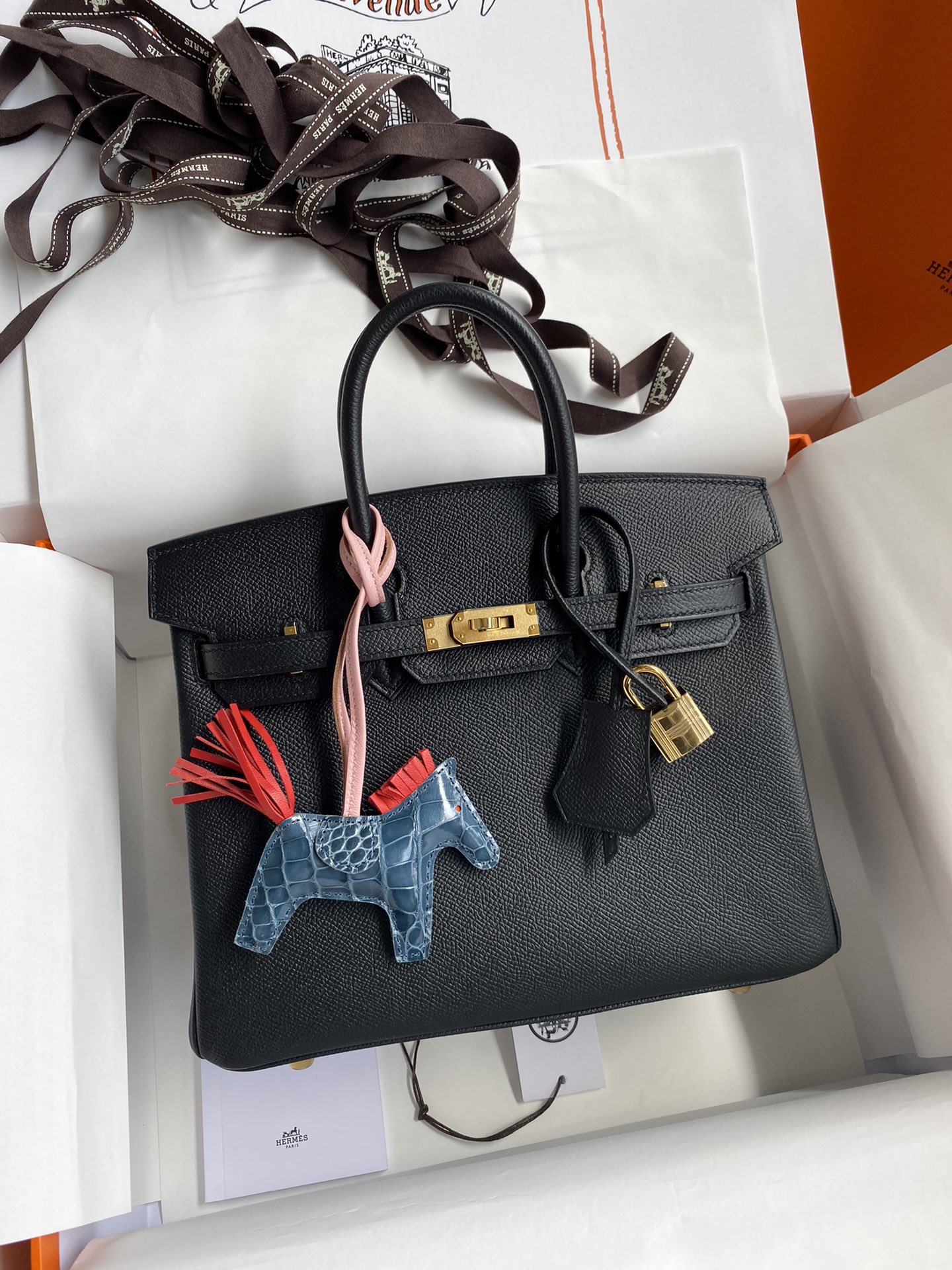 Hermes Birkin 25CM Epsom Leather Handbag Black